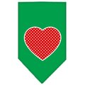 Unconditional Love Red Swiss Dot Heart Screen Print Bandana Emerald Green Small UN906185